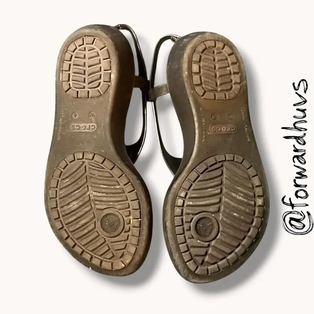 Crocs Jelly Style Bronze Slingback Wedge Sandals W4